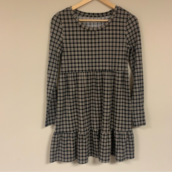 SO Dresses & Skirts - SO Women's Tiered Plaid Dress Small Black Tan Long Sleeve Grunge Y2K Academia